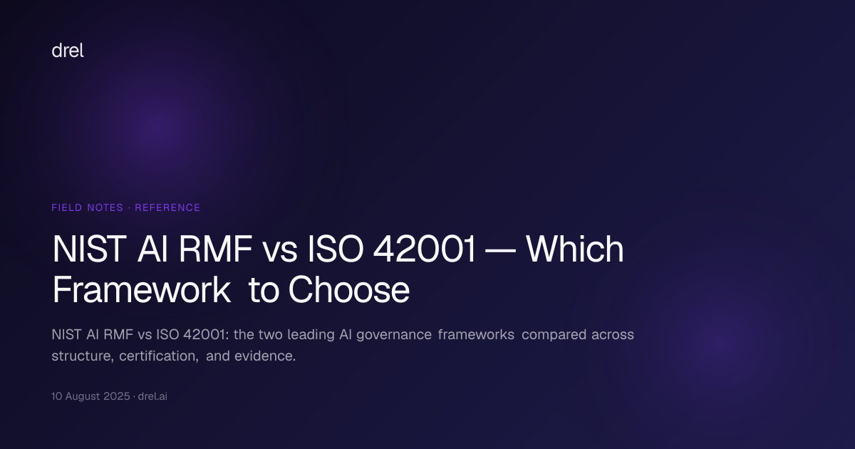 NIST AI RMF vs ISO 42001 — choosing a governance backbone — Drel | Drel